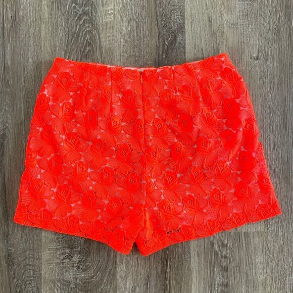 A.L.C. Sandro Floral Lace Shorts in Neon Orange Pink - Size: 8 - Picture 3 of 10